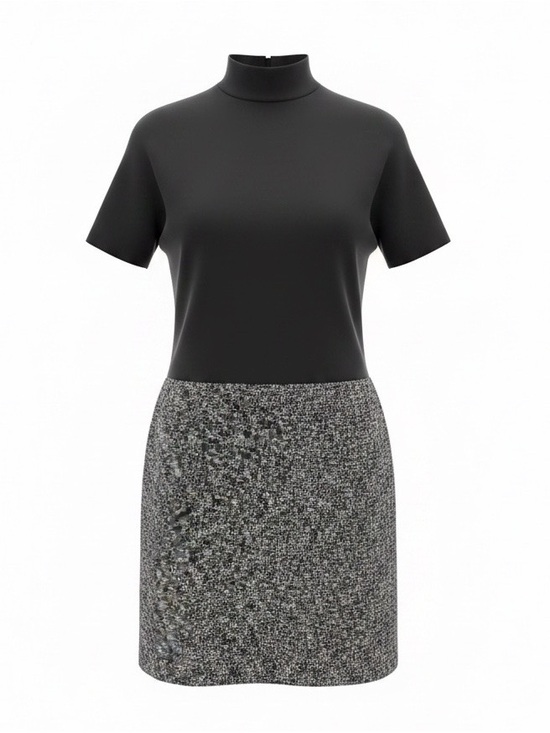 Alberto Makali Dresses & Skirts - Alberto Makali New York VTG Classic Black & Gray Tweed Knit Short-Sleeve Dress